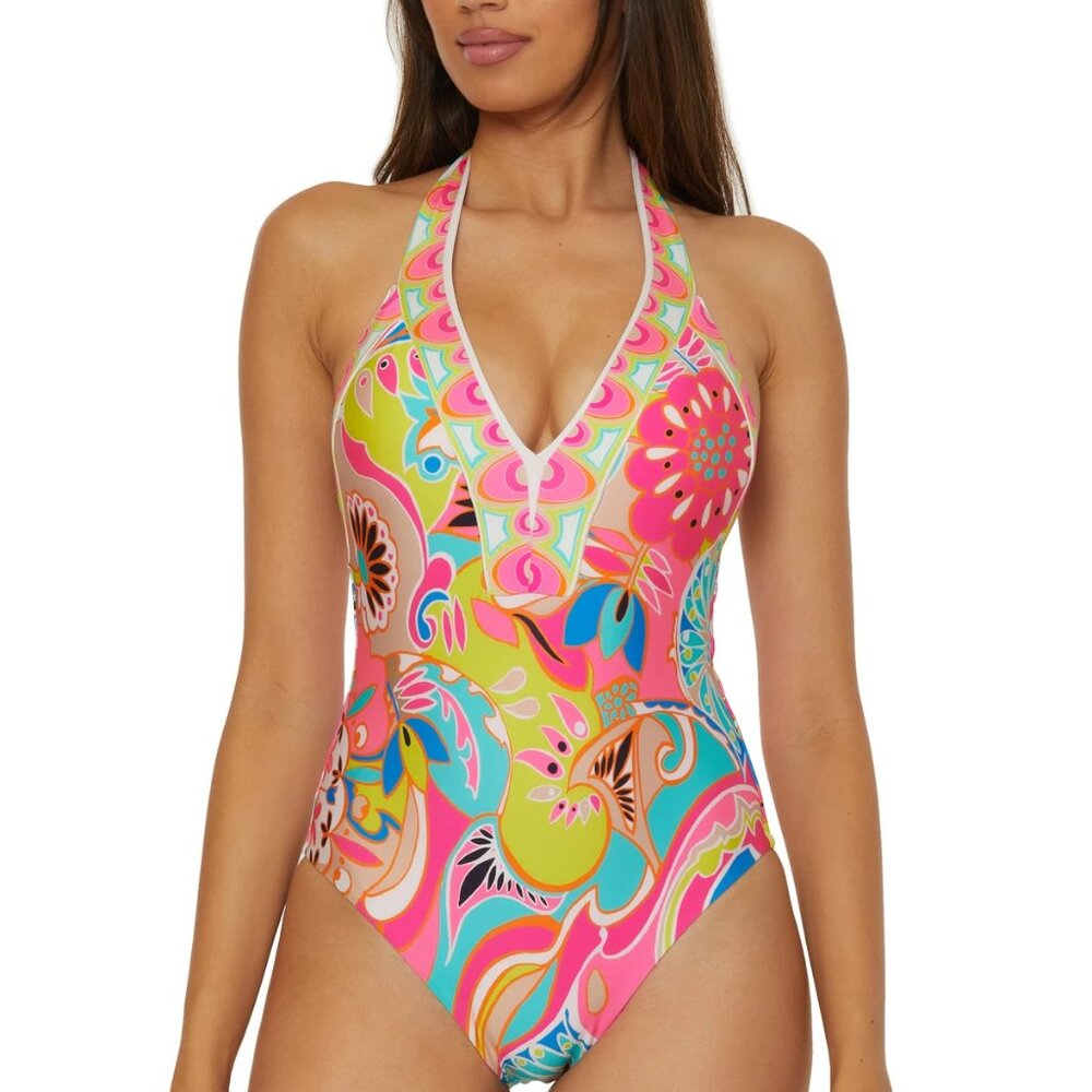 NWT Trina Turk Women's Venus Halter One Piece Swimsuit
